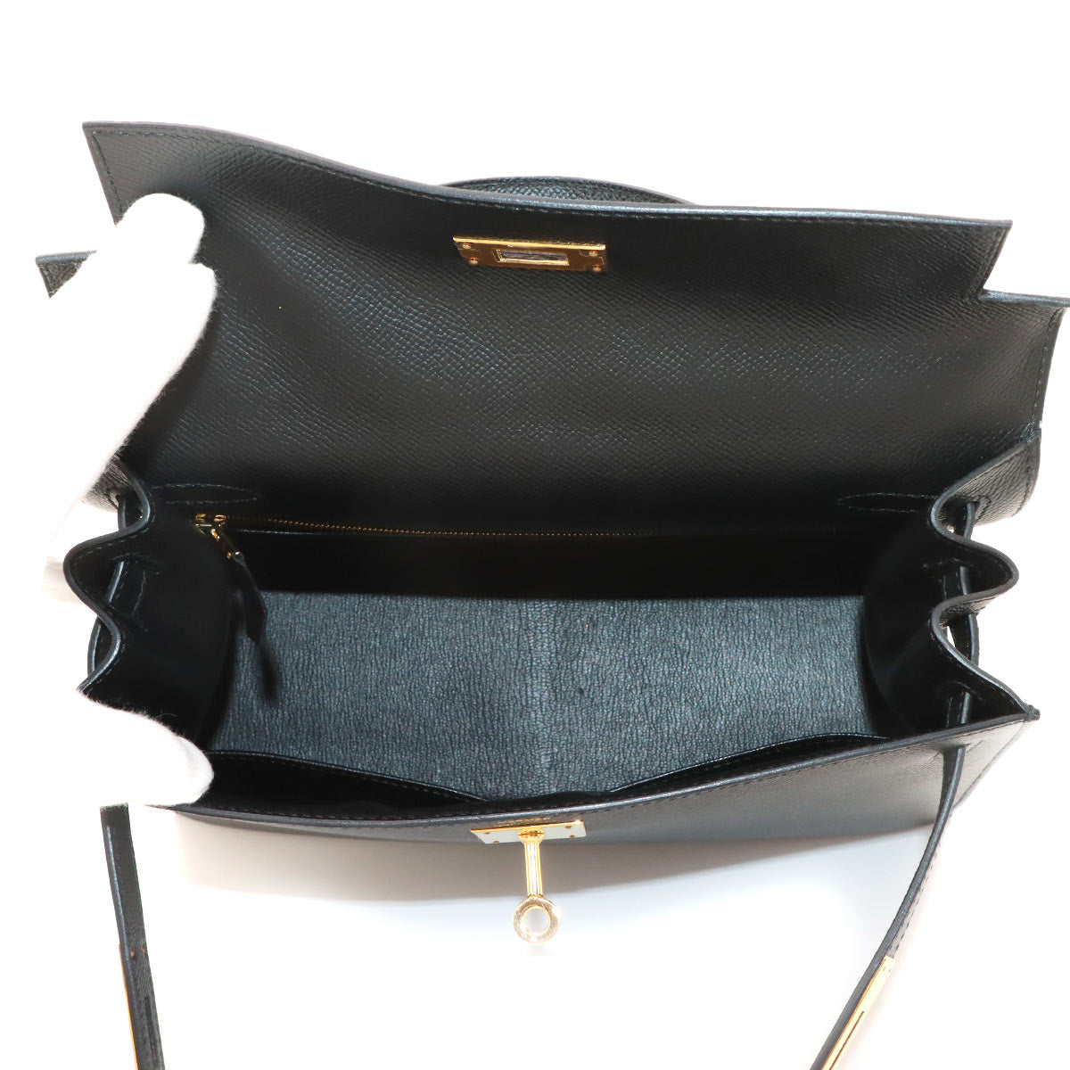 Kelly 28 Veau Epsom Black 2way Hand Shoulder Bag Purse