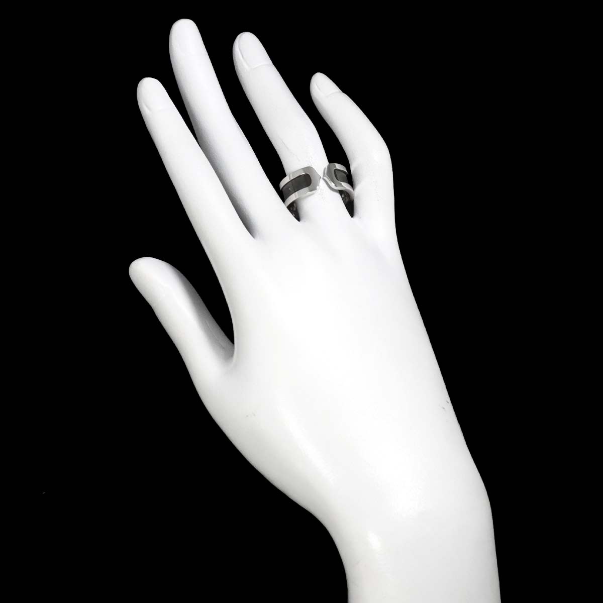C2 2C Black lacquer Ring 18K White Gold 750 size58 7.75-8(US)