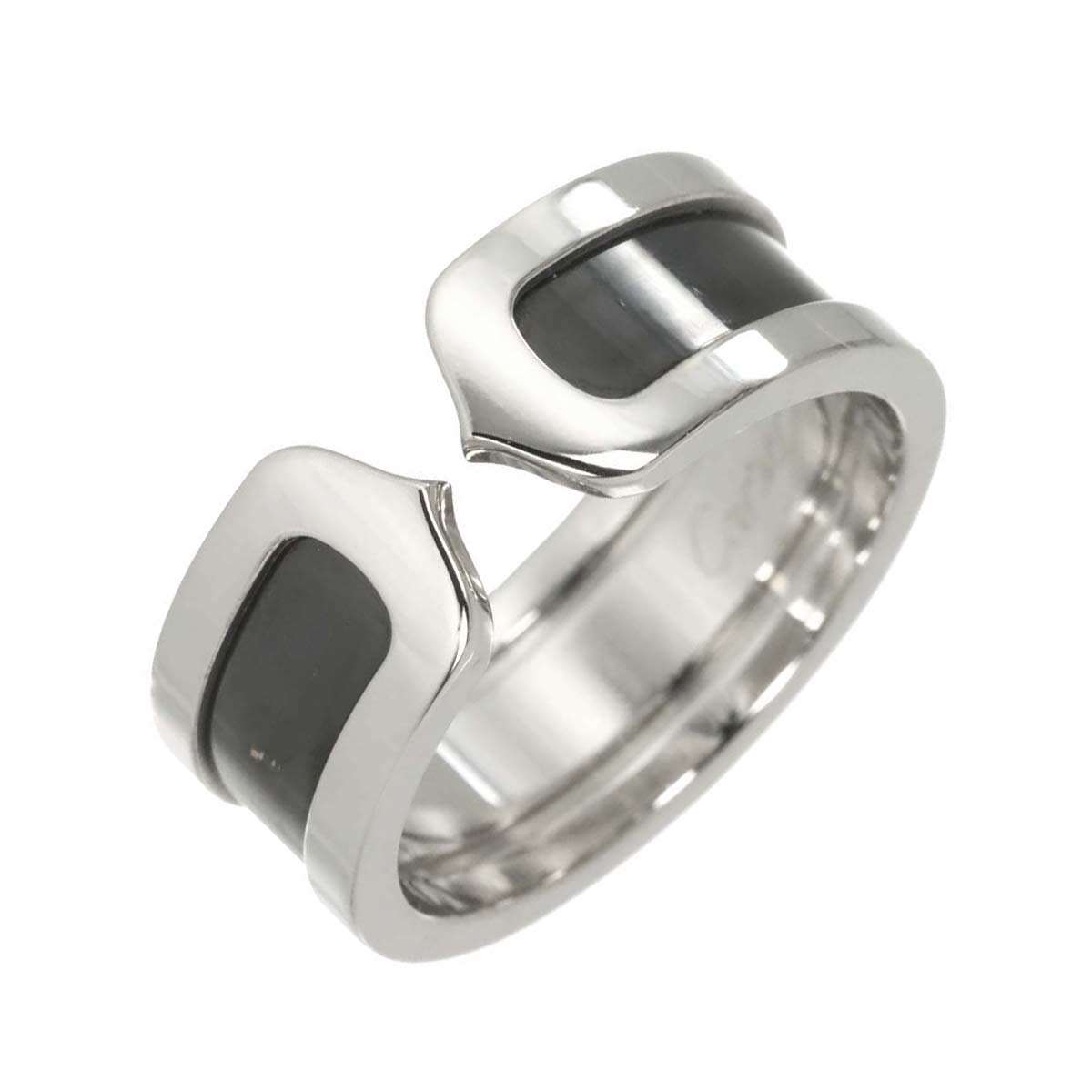 C2 2C Black lacquer Ring 18K White Gold 750 size58 7.75-8(US)
