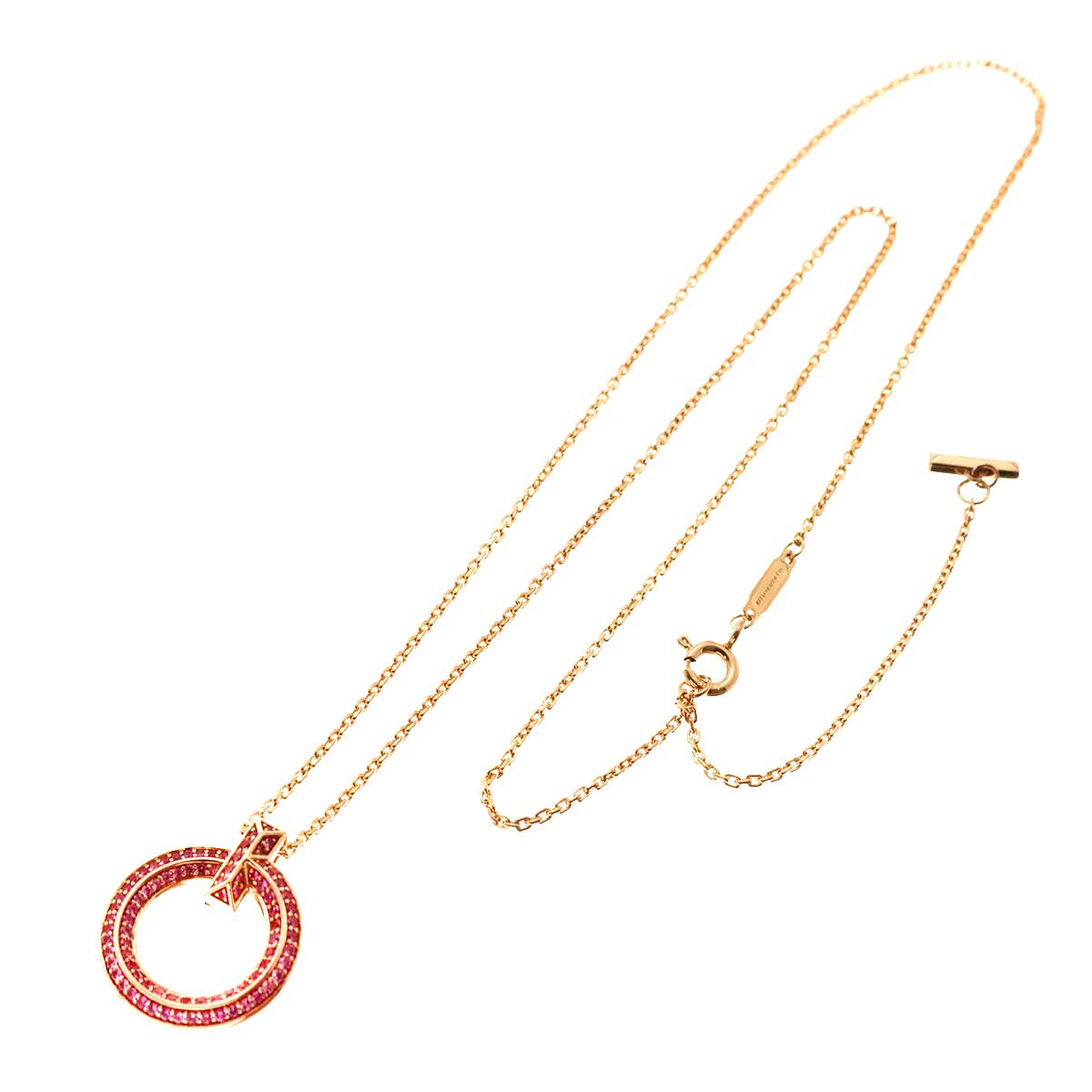T1 Mini Circle Pendant Sapphire Necklace 18K PG 750