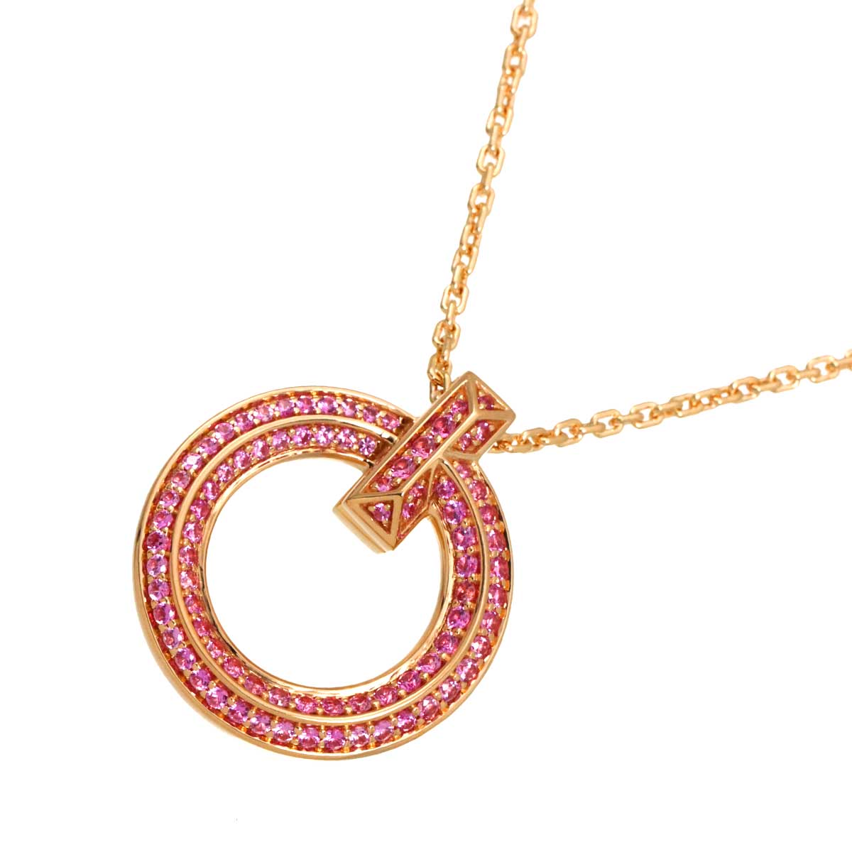 T1 Mini Circle Pendant Sapphire Necklace 18K PG 750