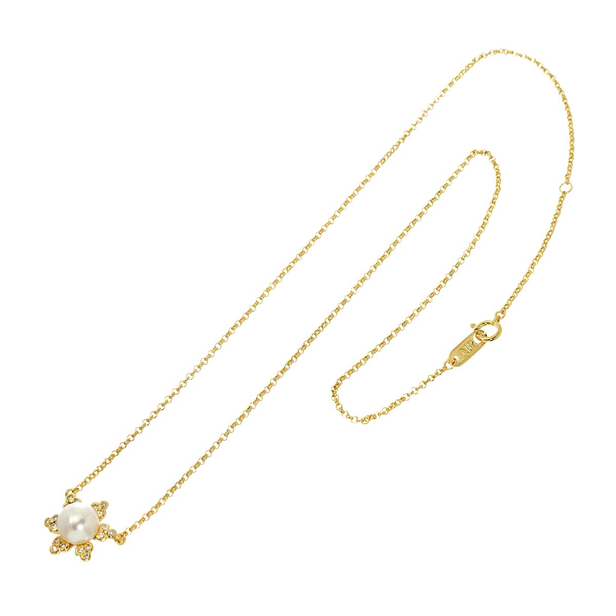 Akoya Pearl 7.0mm Diamond Necklace K18 YG 750