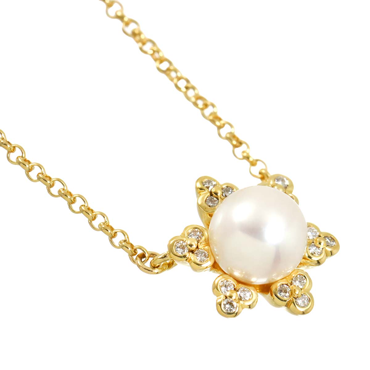 Akoya Pearl 7.0mm Diamond Necklace K18 YG 750