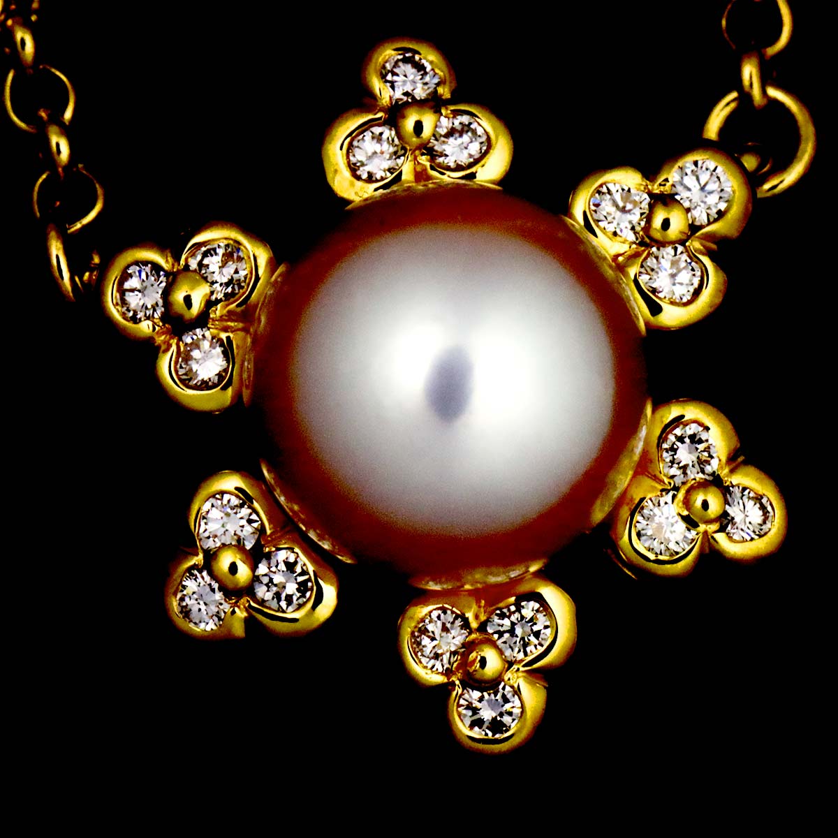 Akoya Pearl 7.0mm Diamond Necklace K18 YG 750
