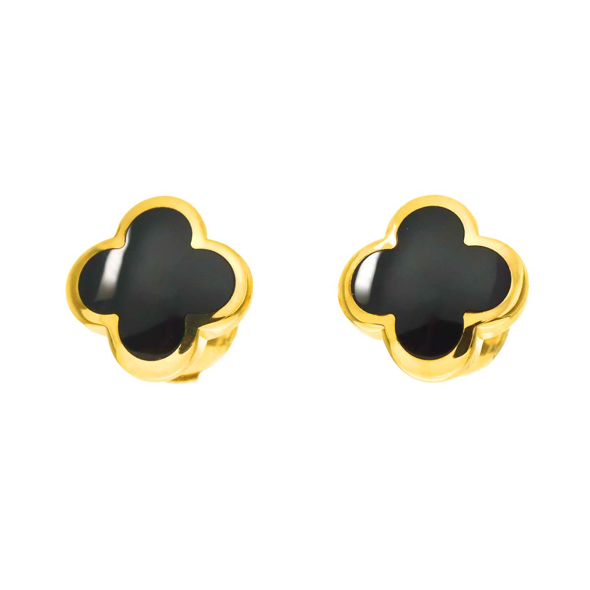 Pure Alhambra Onyx Earrings Pierced 18K YG 750
