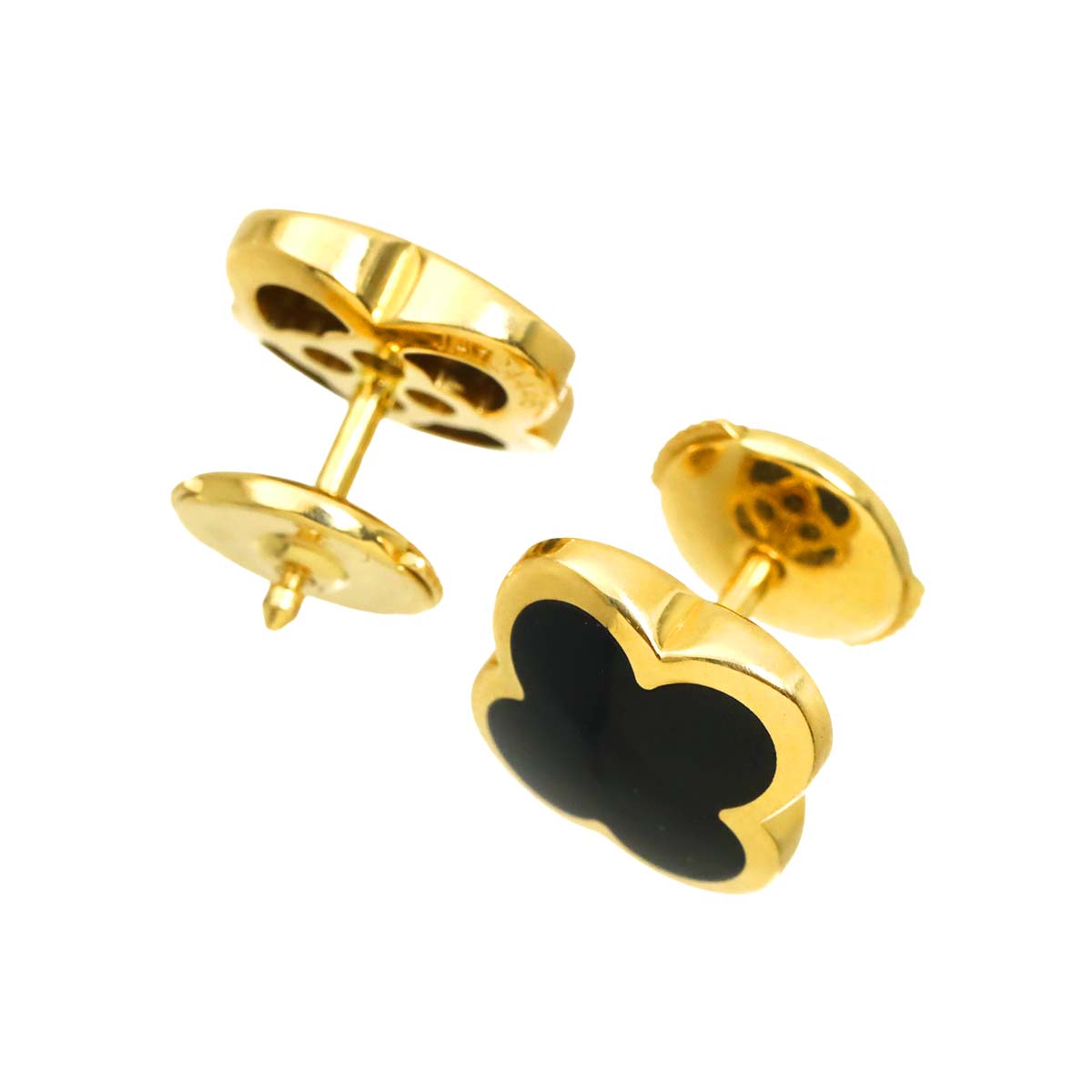 Pure Alhambra Onyx Earrings Pierced 18K YG 750