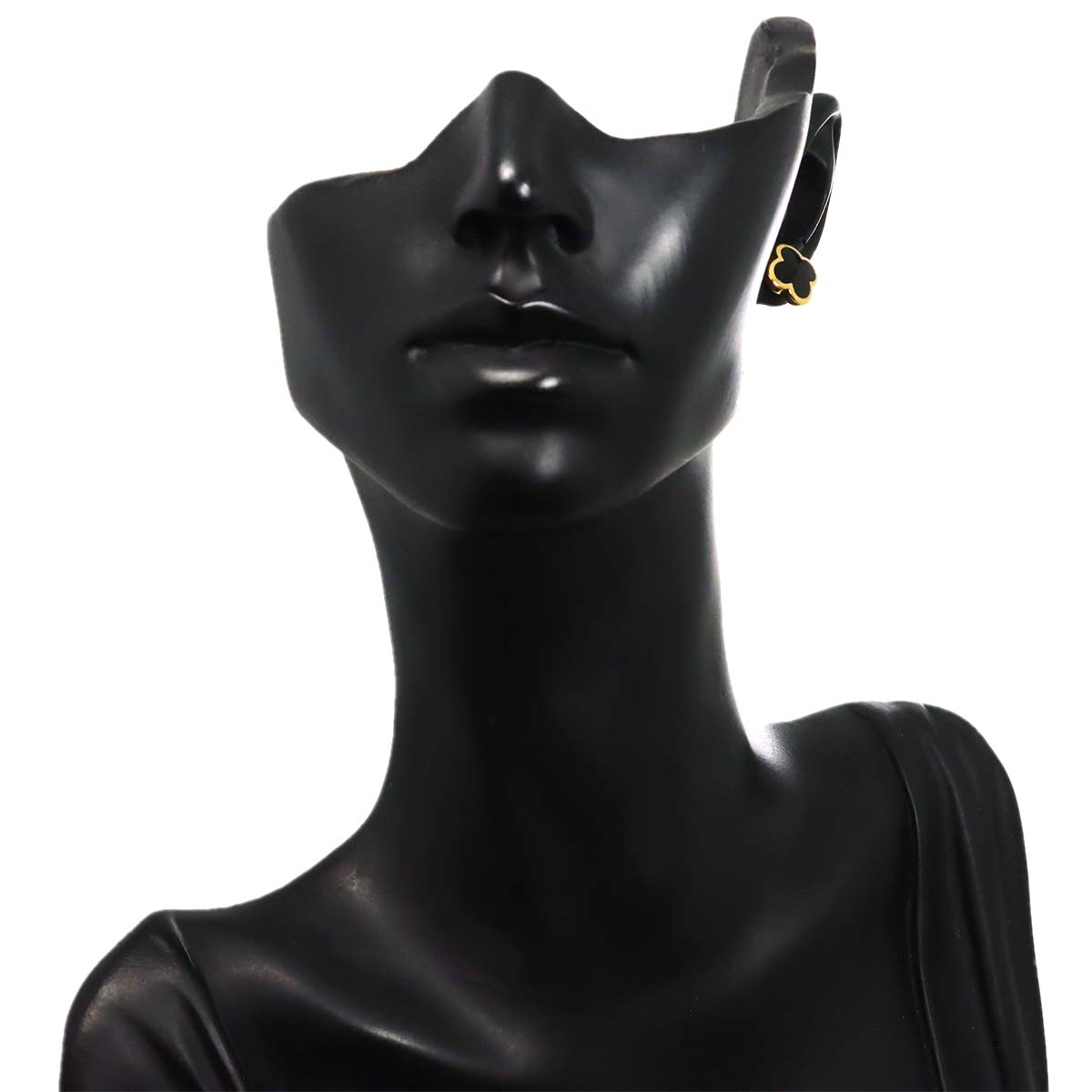 Pure Alhambra Onyx Earrings Pierced 18K YG 750