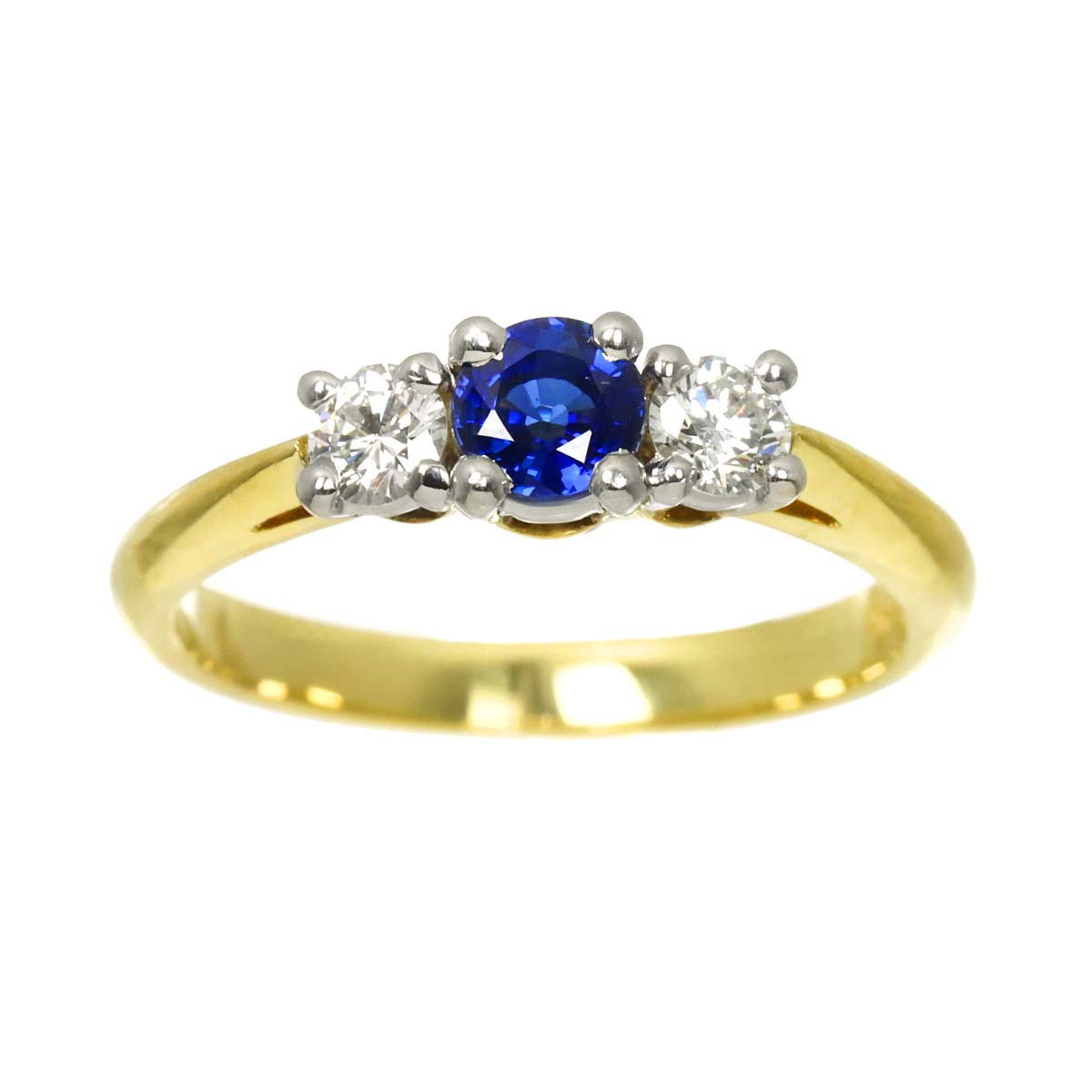 Sapphire Diamond Ring 18K YG 750 Pt size4.75-5(US)
