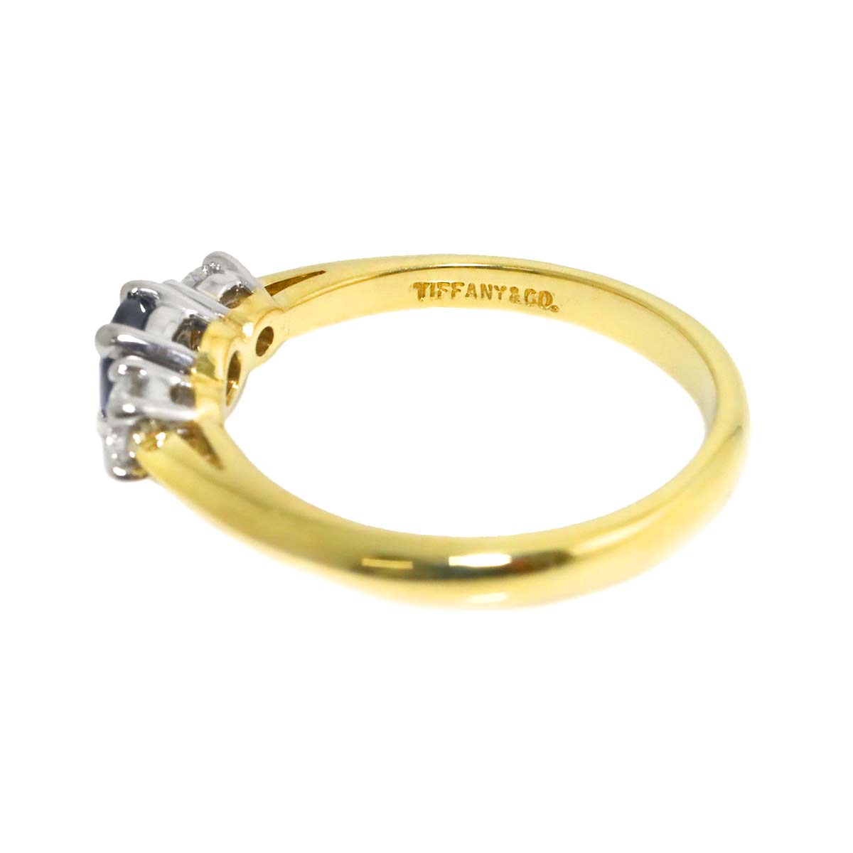 Sapphire Diamond Ring 18K YG 750 Pt size4.75-5(US)