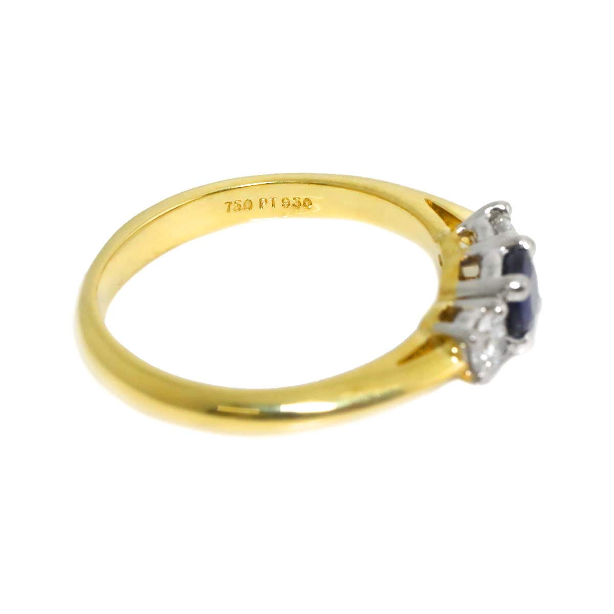 Sapphire Diamond Ring 18K YG 750 Pt size4.75-5(US)