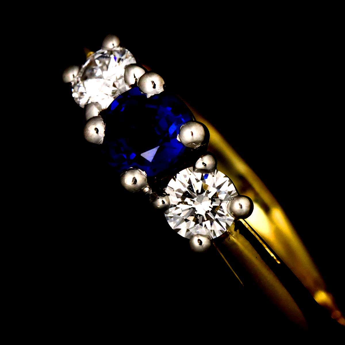 Sapphire Diamond Ring 18K YG 750 Pt size4.75-5(US)