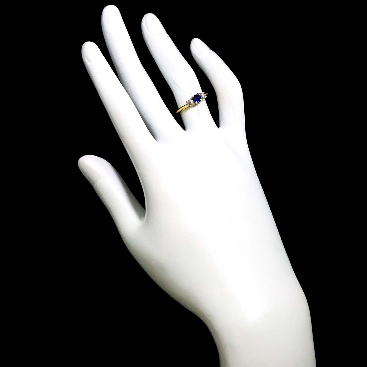 Sapphire Diamond Ring 18K YG 750 Pt size4.75-5(US)