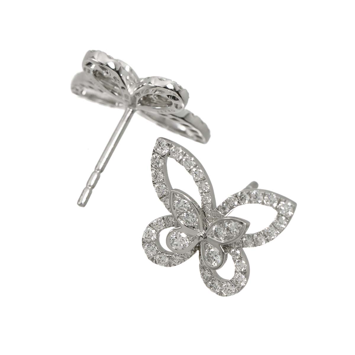 Butterfly Mini Diamond Earrings Pierced 18K WG 750