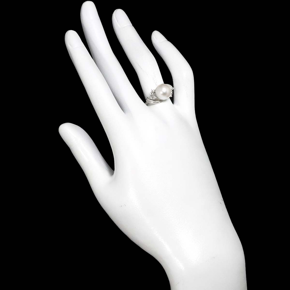 Akoya Pearl 9.3mm Diamond Ring Platinum size7.25-7.5(US)