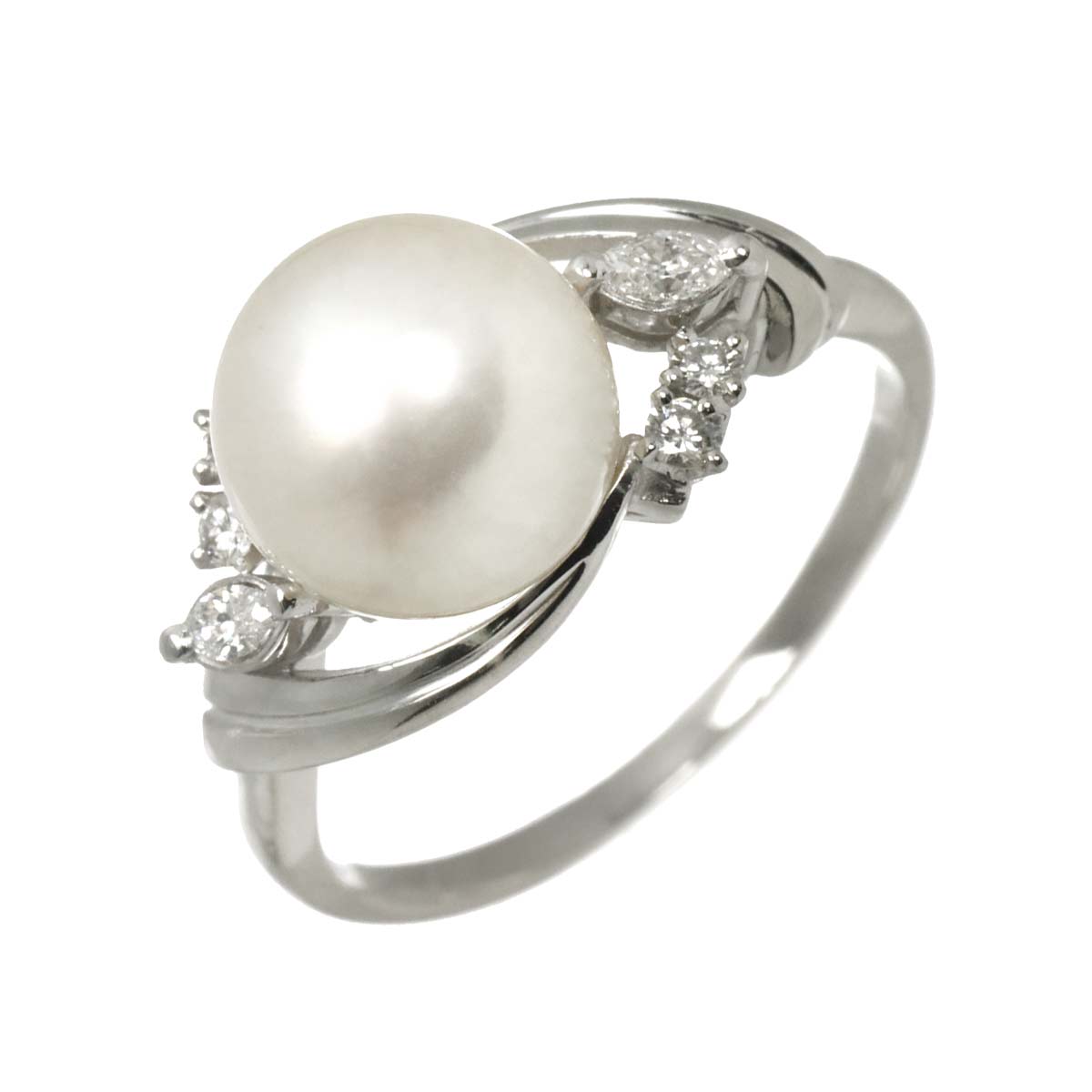 Akoya Pearl 9.3mm Diamond Ring Platinum size7.25-7.5(US)