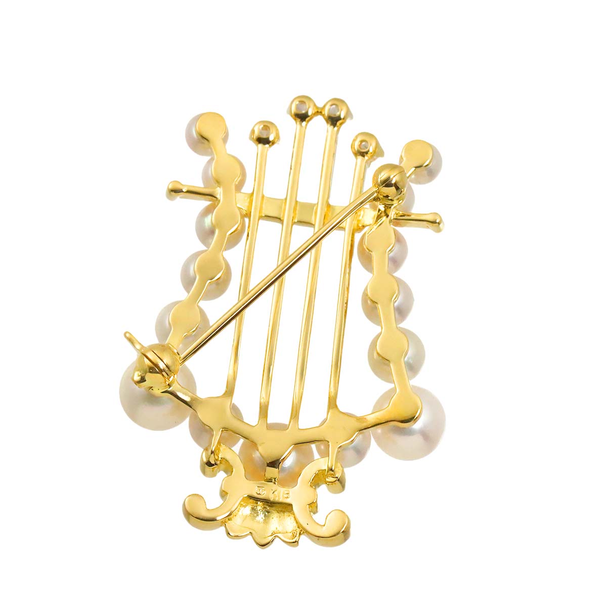 Akoya pearl 6.2-3.6mm Diamond Brooch 18K Yellow Gold 750