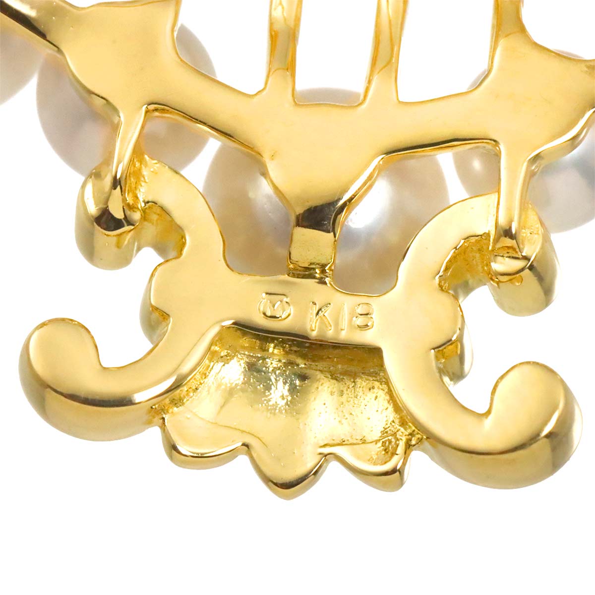 Akoya pearl 6.2-3.6mm Diamond Brooch 18K Yellow Gold 750