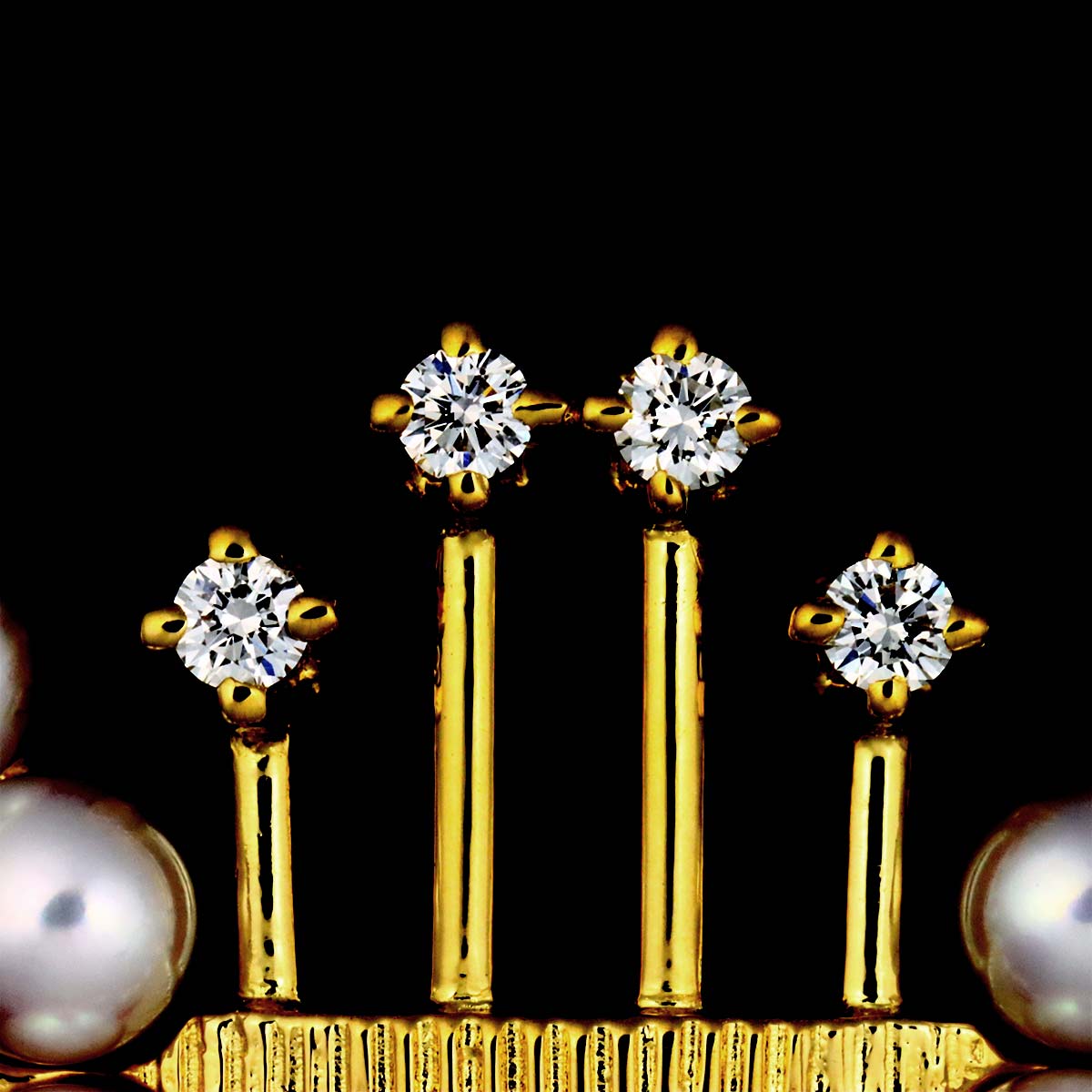 Akoya pearl 6.2-3.6mm Diamond Brooch 18K Yellow Gold 750