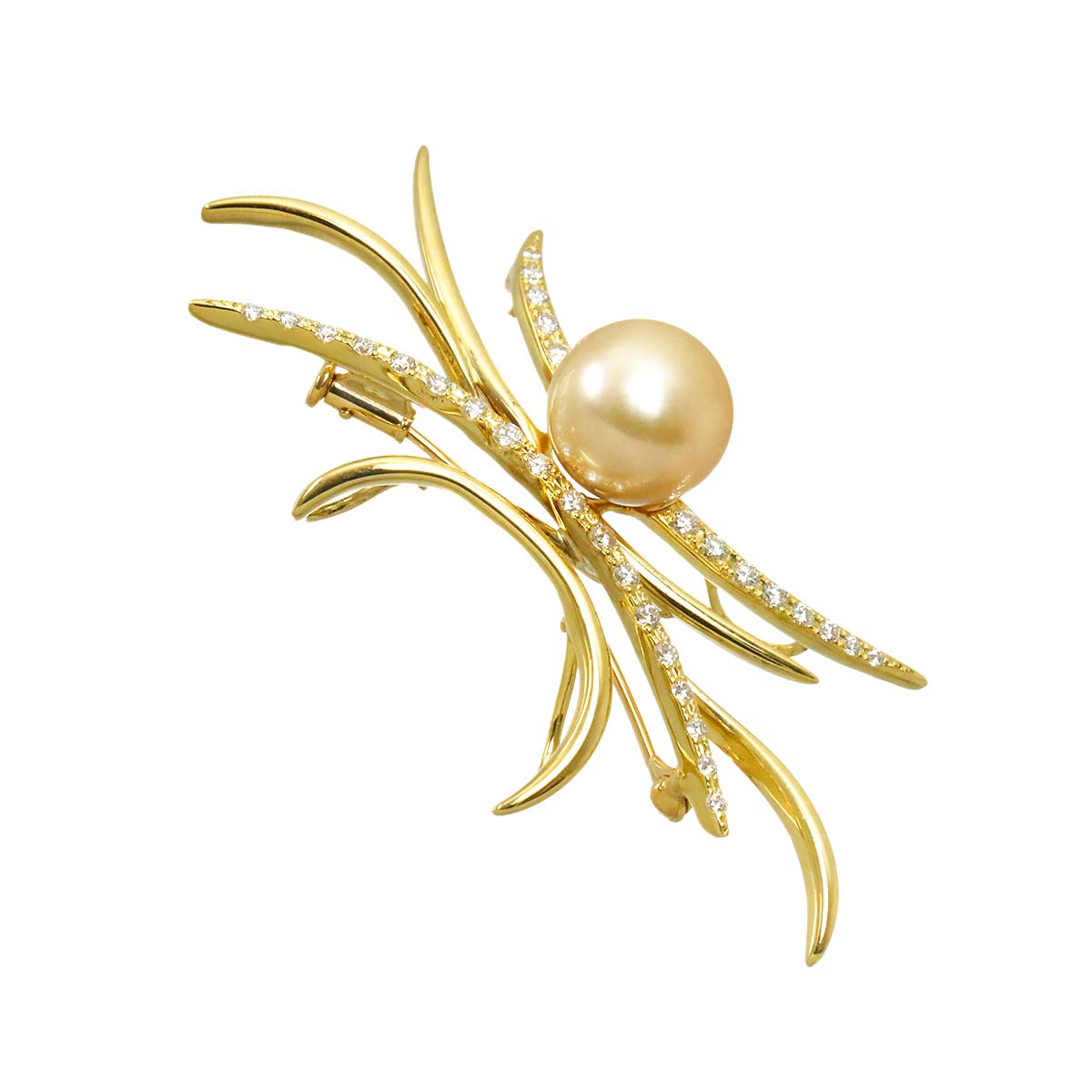 South Sea pearl 11.8mm Diamond 0.70ct Brooch 18K YG