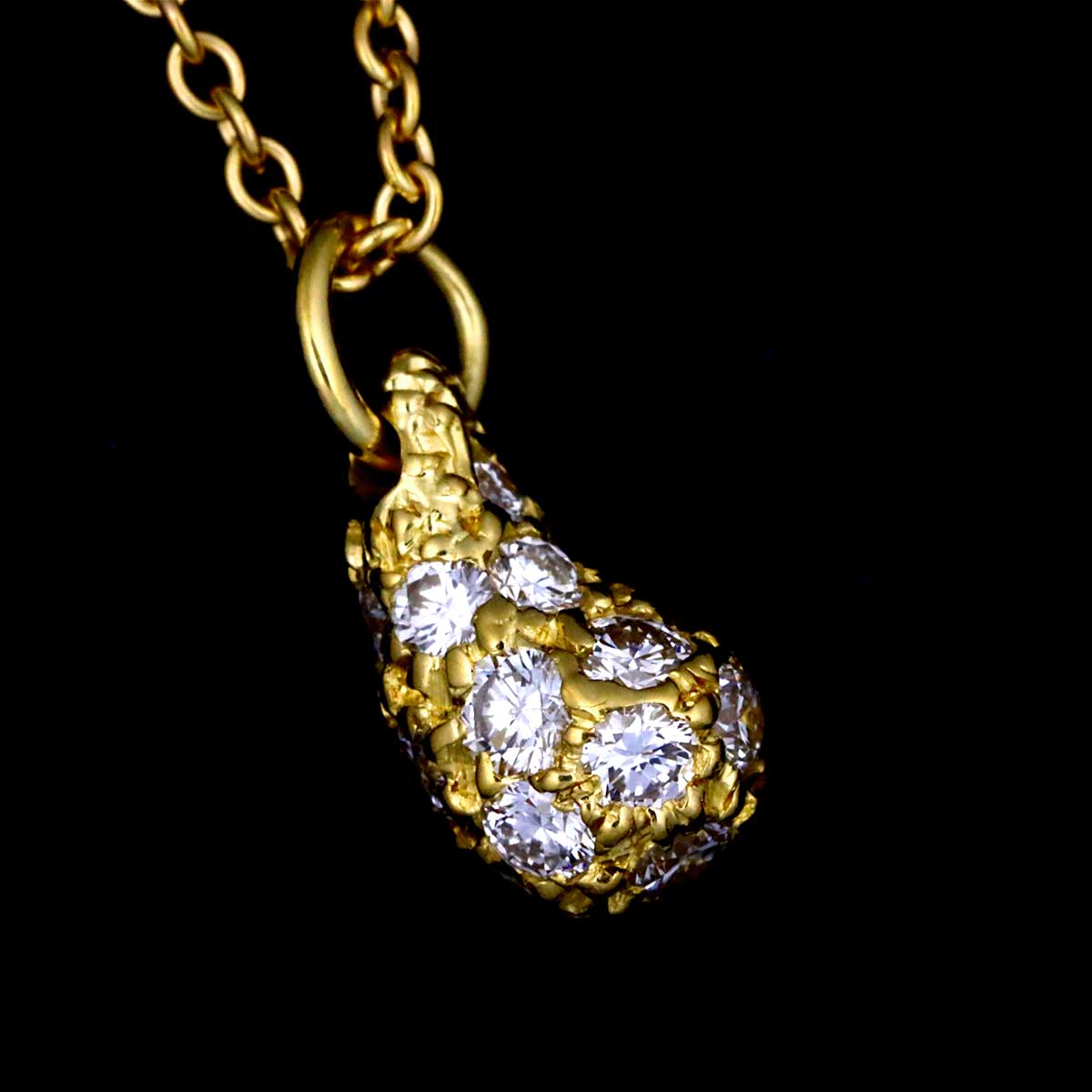 Teardrop Dimaond Necklace 18K Yellow Gold 750