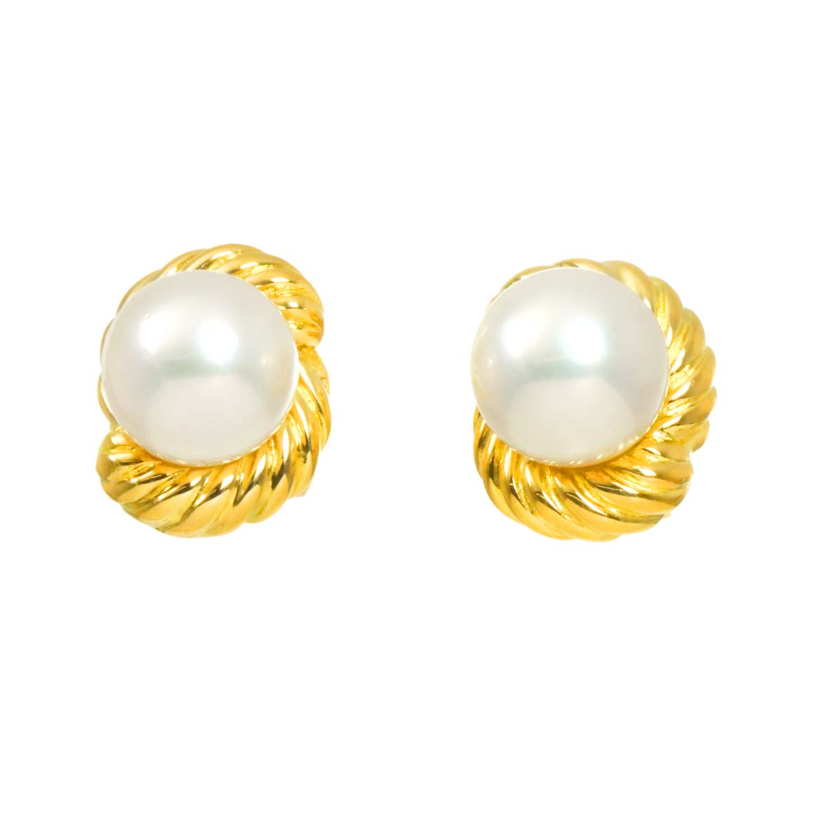 Akoya Pearl Earrings Pierced 18K YG 750
