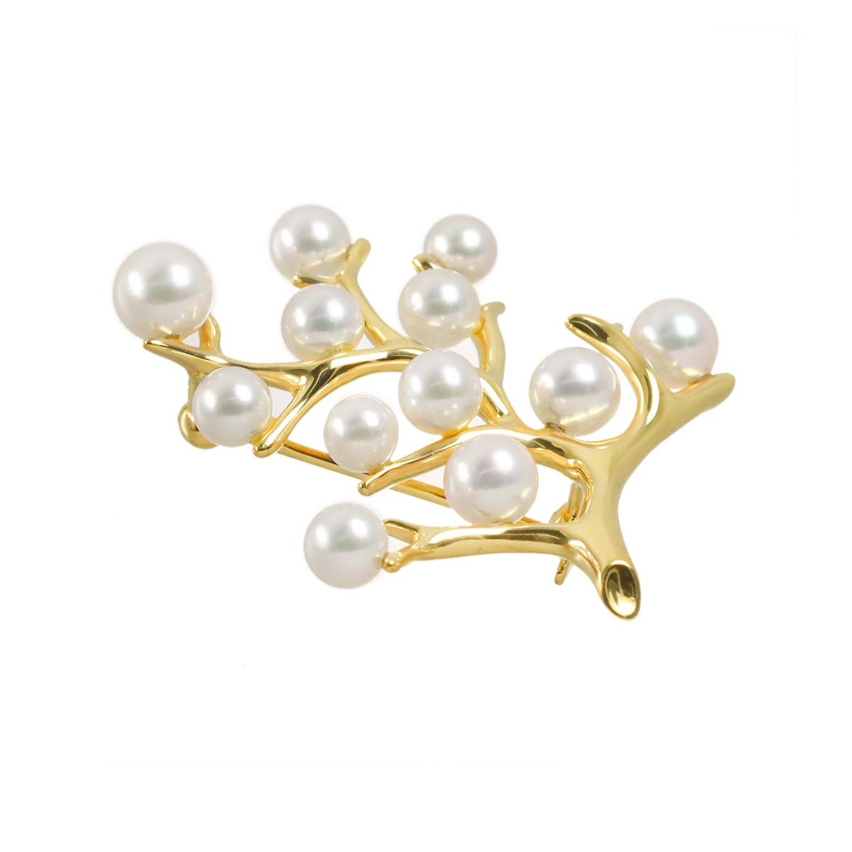 Akoya Pearl 5.1-3.9mm Brooch 18K YG 750