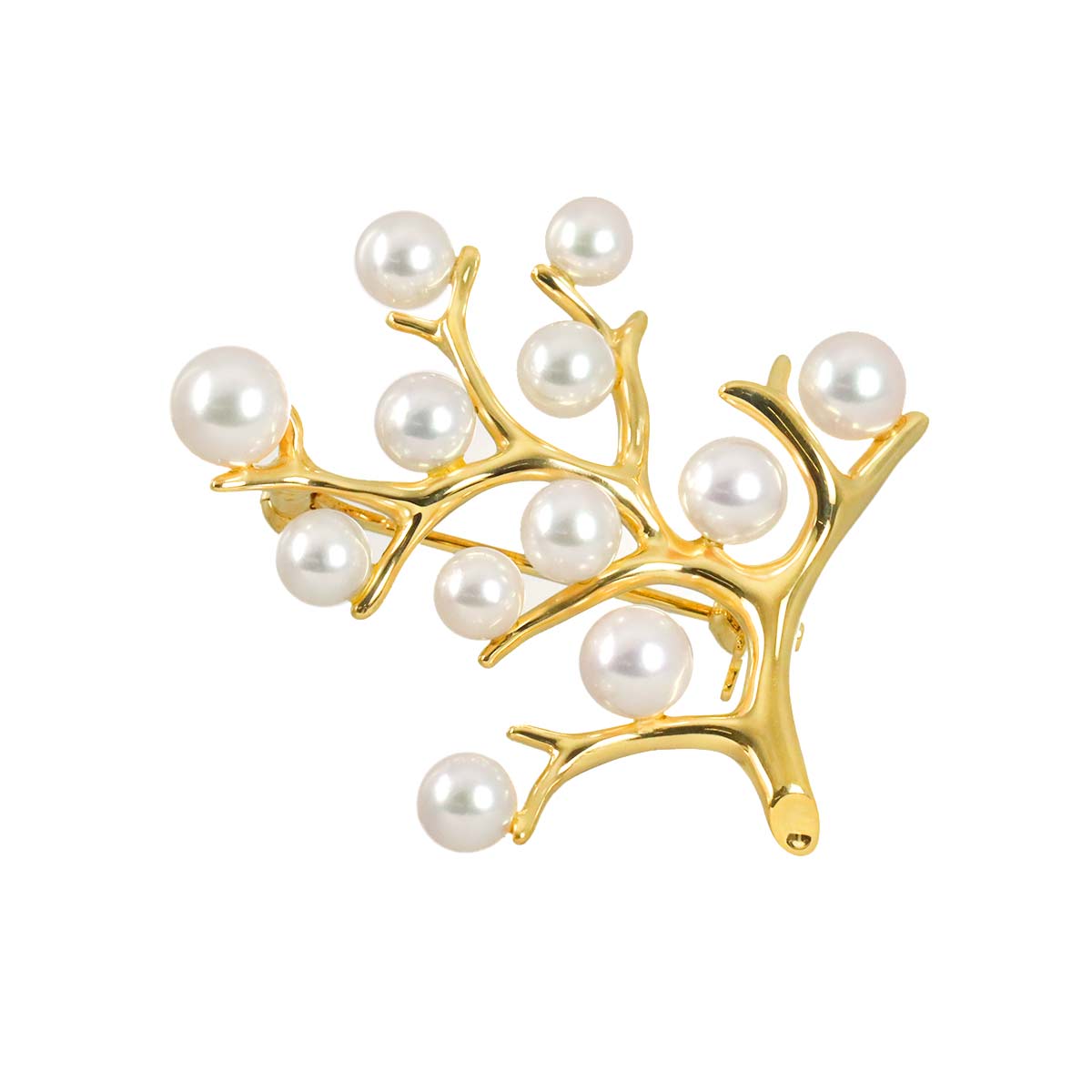 Akoya Pearl 5.1-3.9mm Brooch 18K YG 750