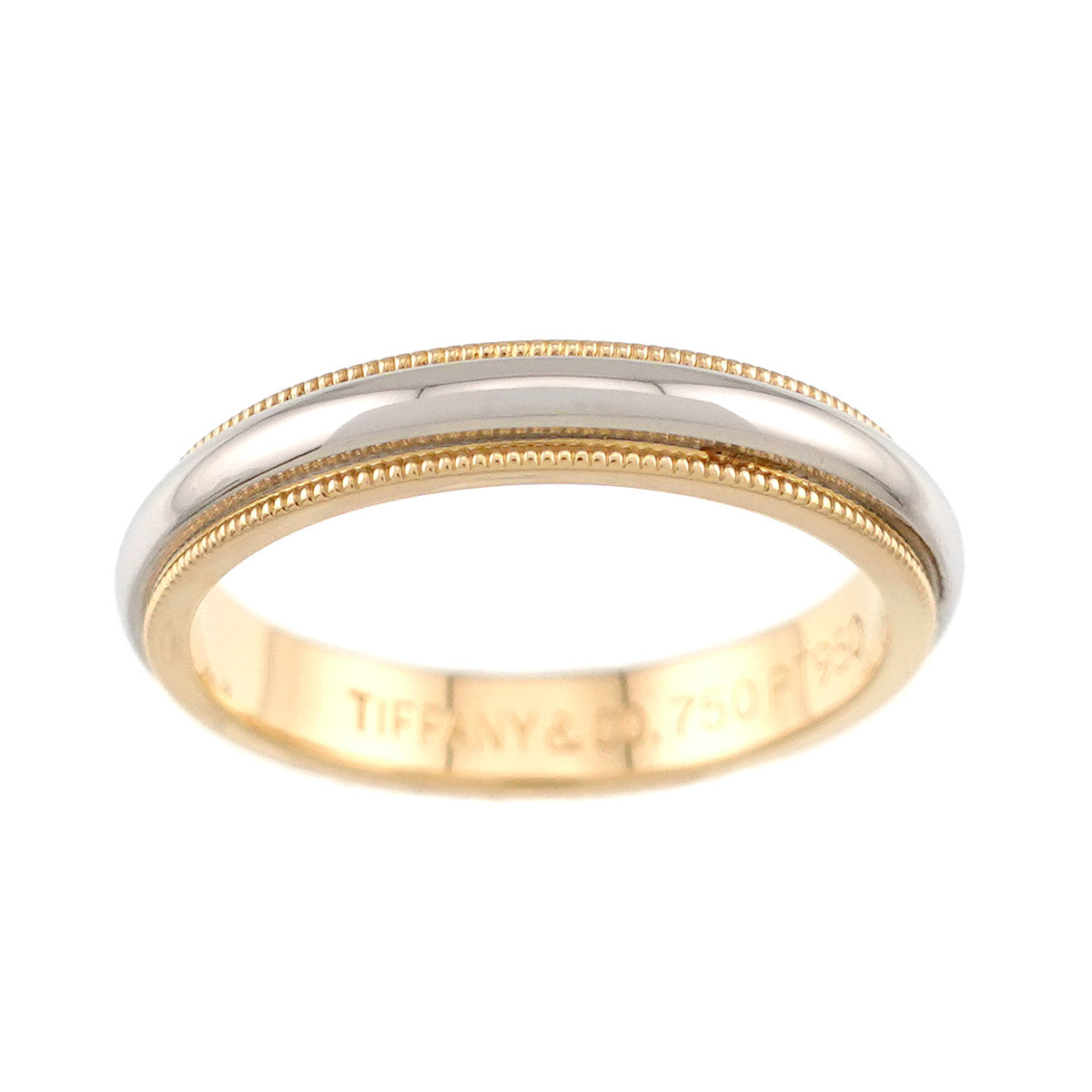 Milgrain Band Ring 18K 750 YG Pt Platinum Size7.25(US)