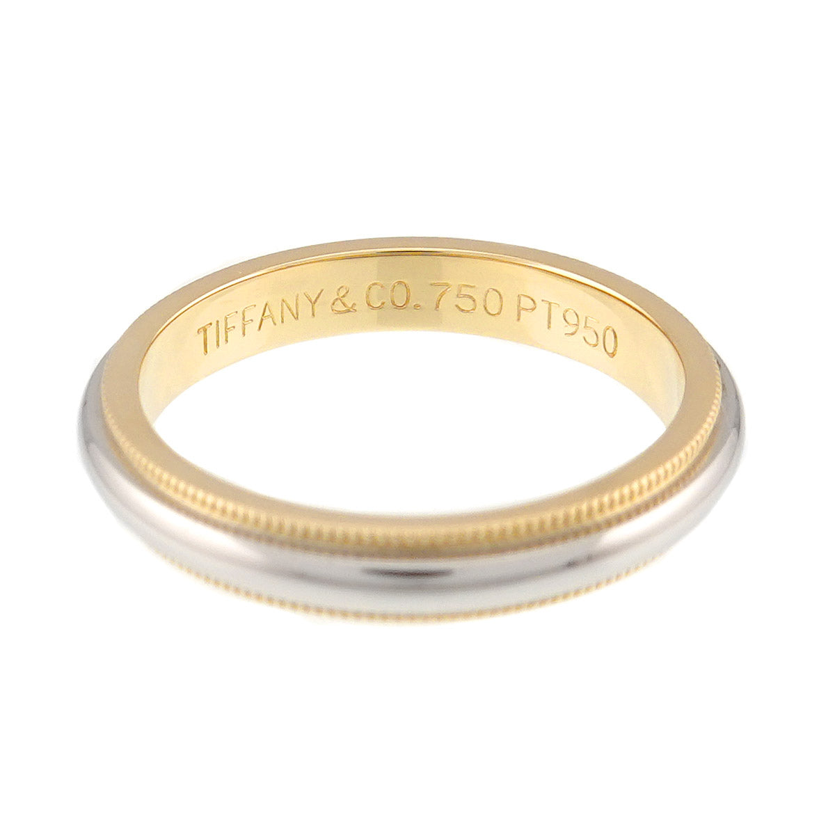 Milgrain Band Ring 18K 750 YG Pt Platinum Size7.25(US)