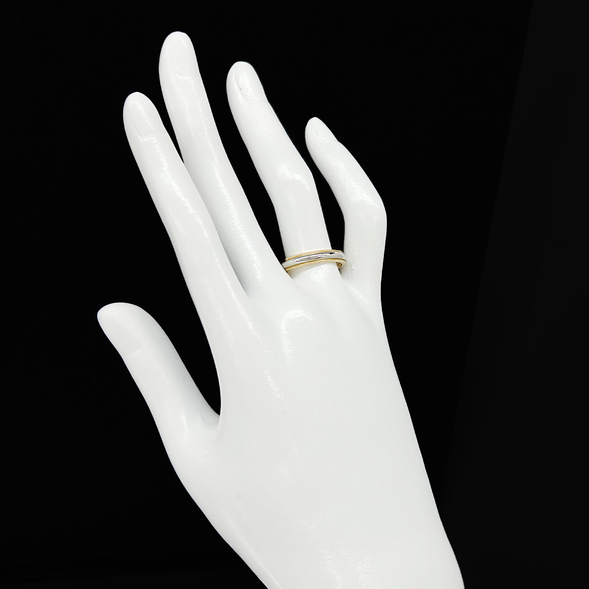 Milgrain Band Ring 18K 750 YG Pt Platinum Size7.25(US)