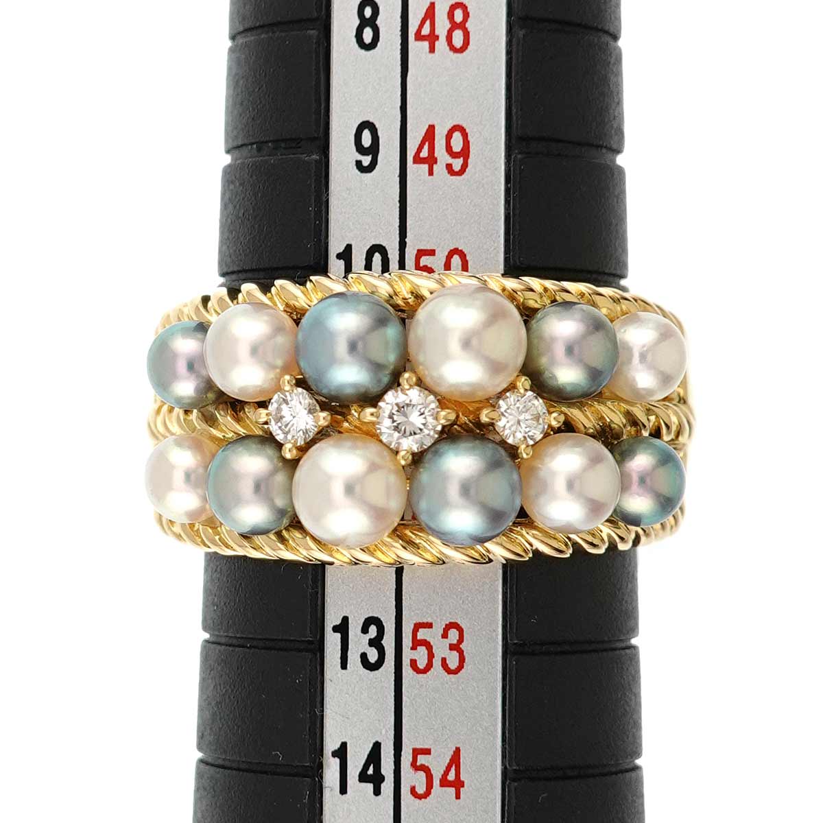 Akoya Pearl Diamond 0.12ct Ring 18K YG Size5.5-5.75(US)