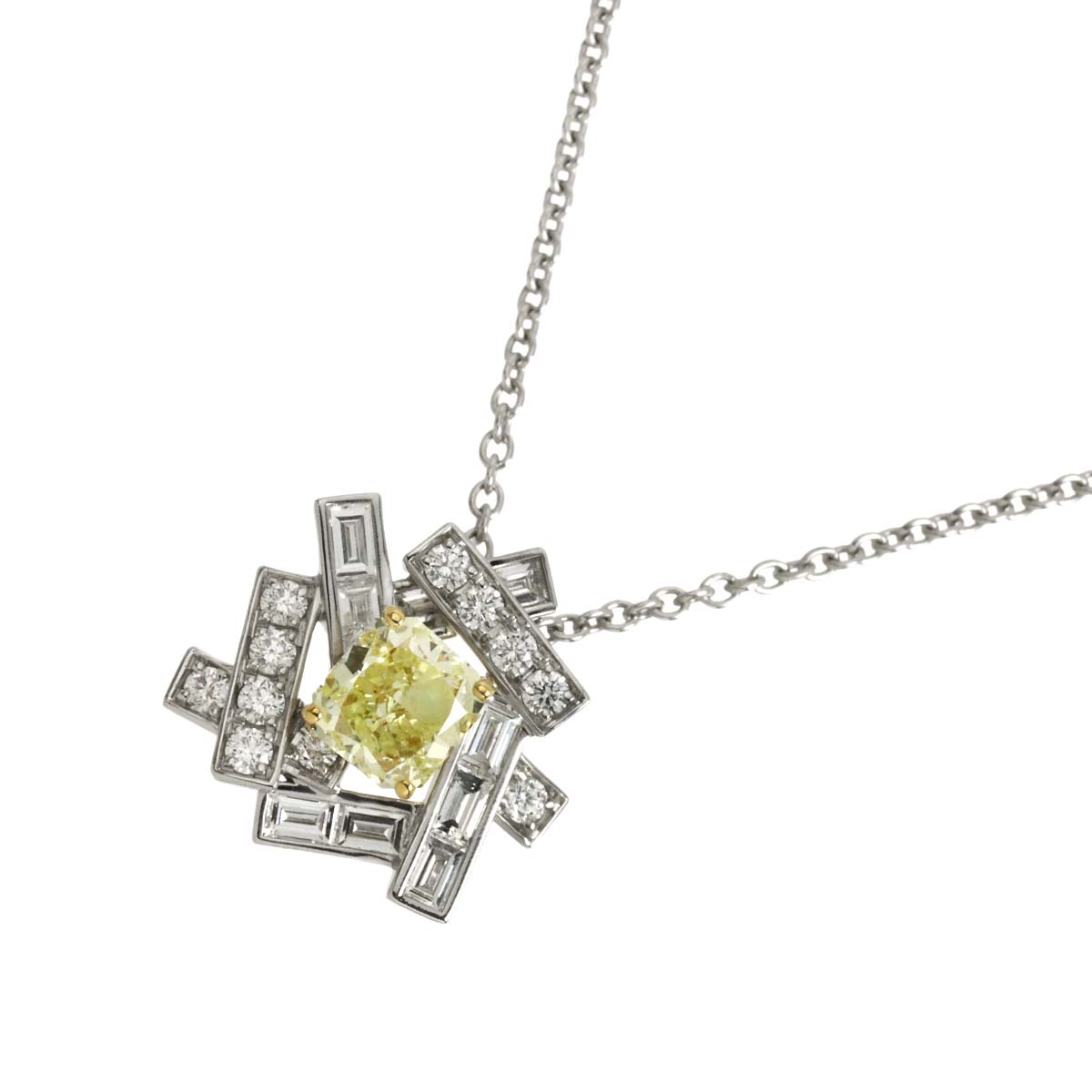 Diamond 1.01ct FY/VVS2 Necklace 18K WG YG 750