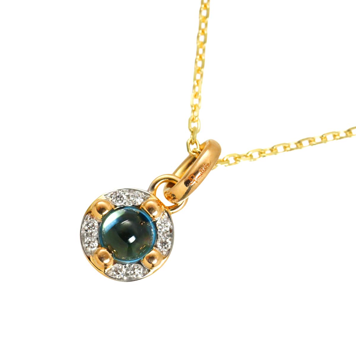 Blue Topaz Diamond Necklace 18K PG YG 750