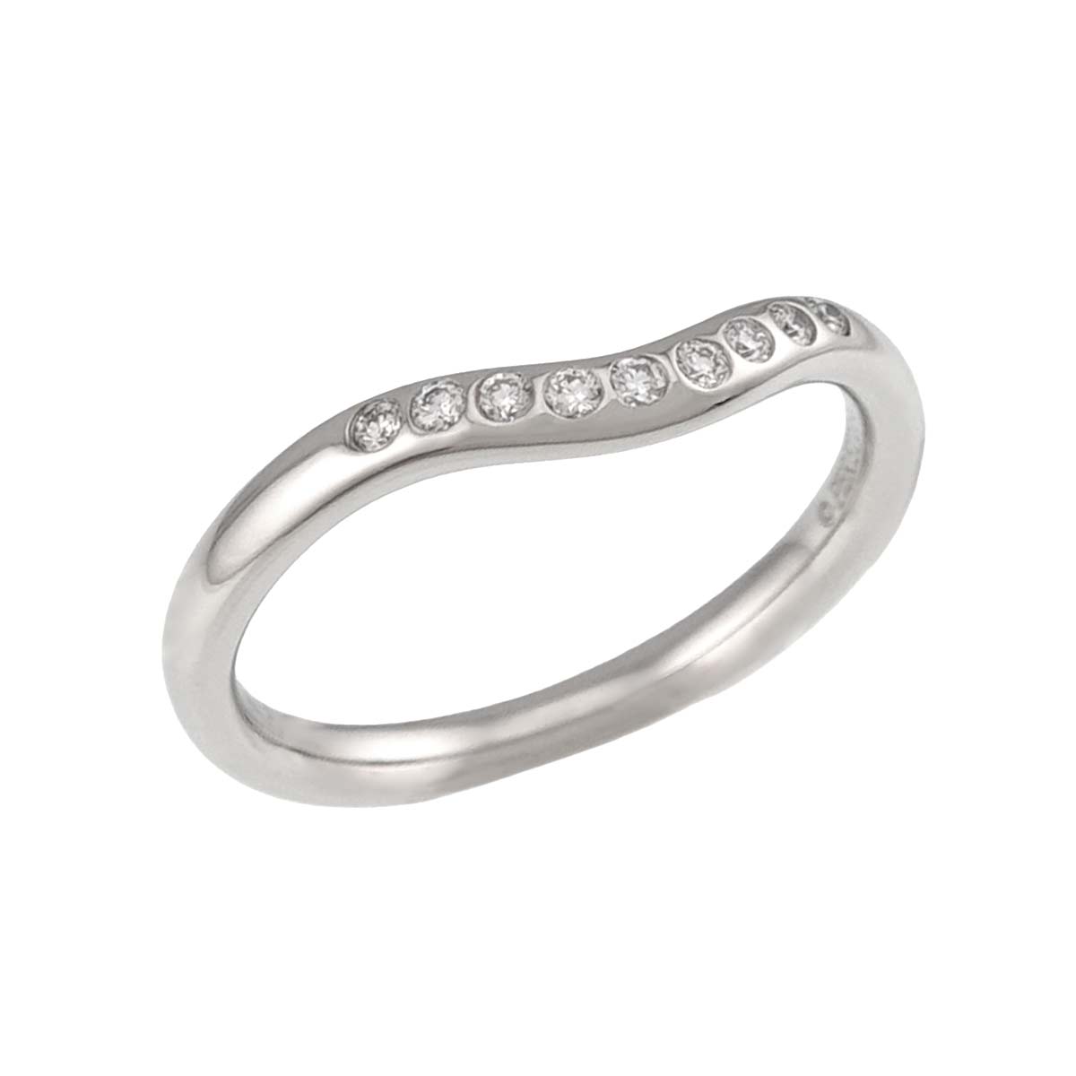 Curved Band Diamond Ring Platinum size4.5(US)