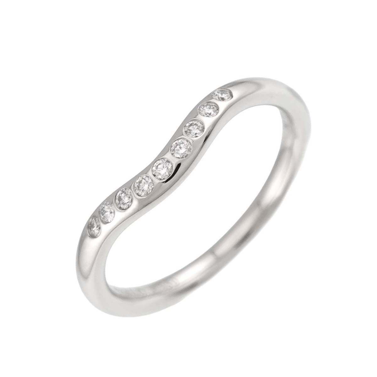 Curved Band Diamond Ring Platinum size4.5(US)