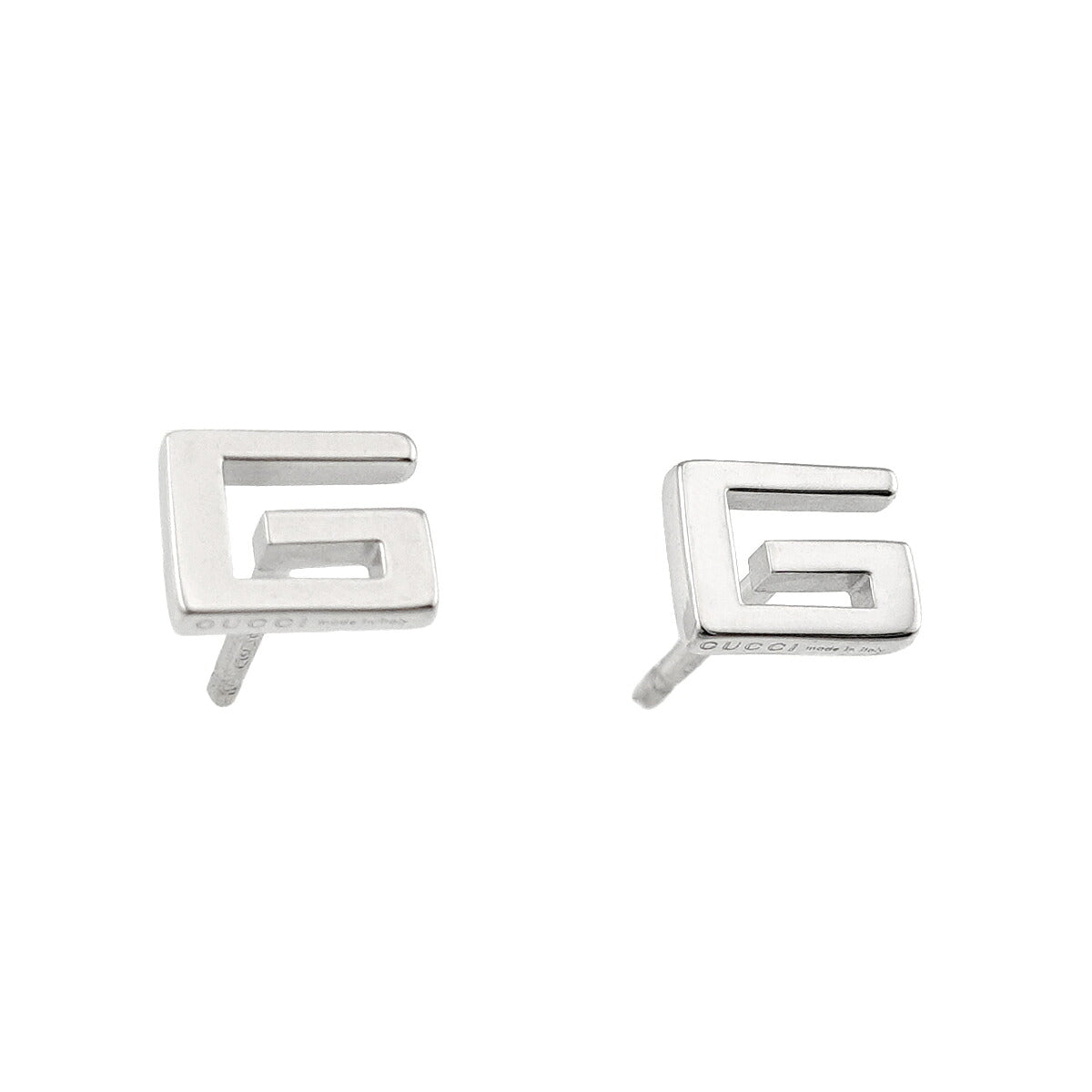 G Logo Earrings Pierced 18K White Gold 750