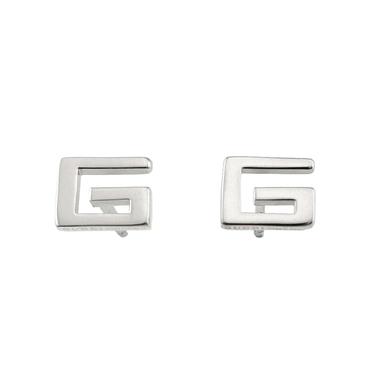 G Logo Earrings Pierced 18K White Gold 750