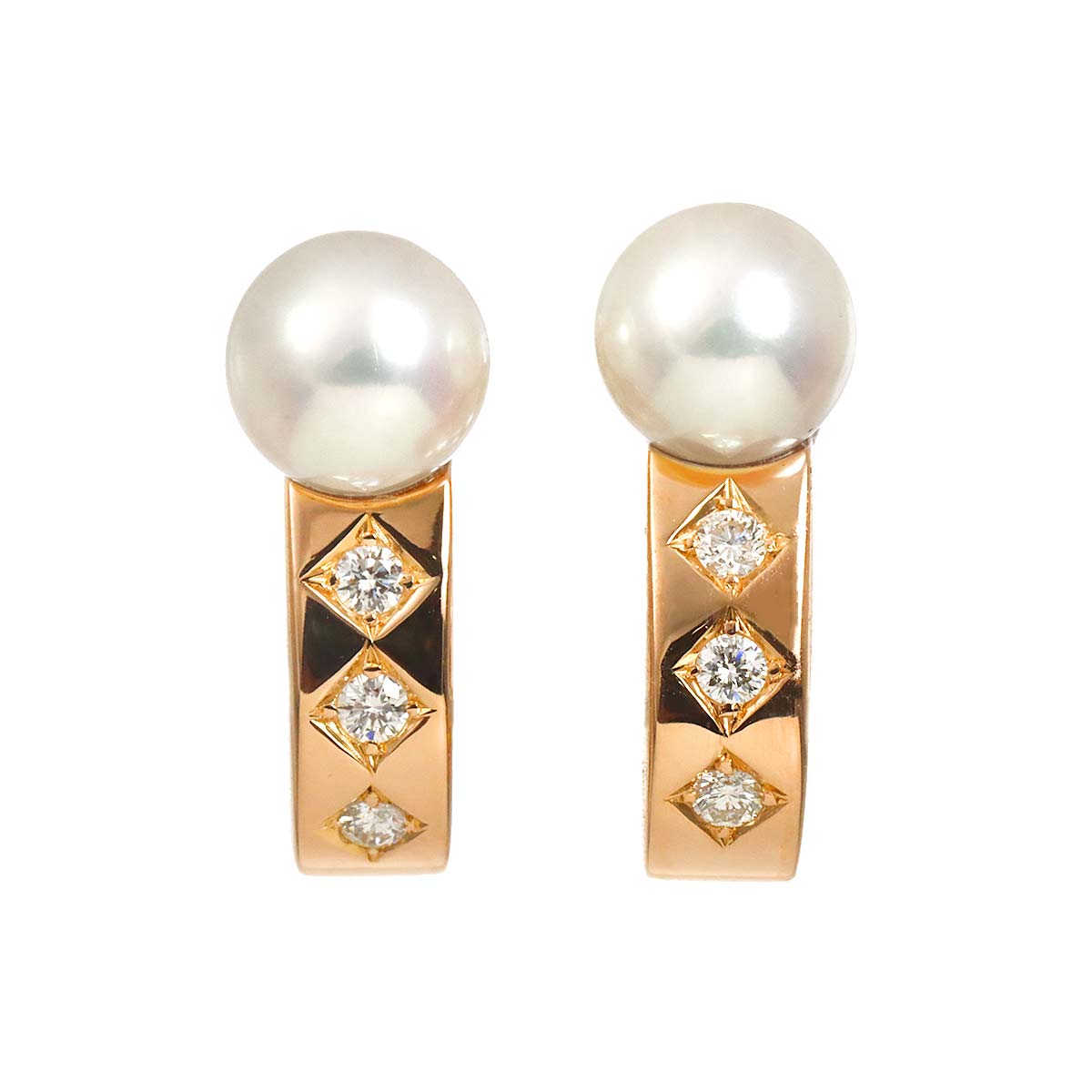 Akoya Pearl Diamond 0.06ct/0.06ct Earrings Clip on 18K PG 750