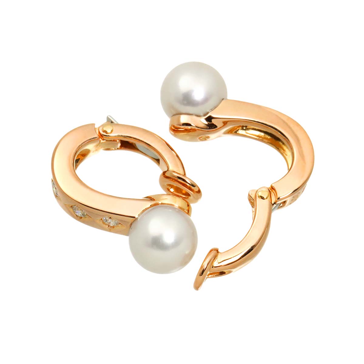 Akoya Pearl Diamond 0.06ct/0.06ct Earrings Clip on 18K PG 750