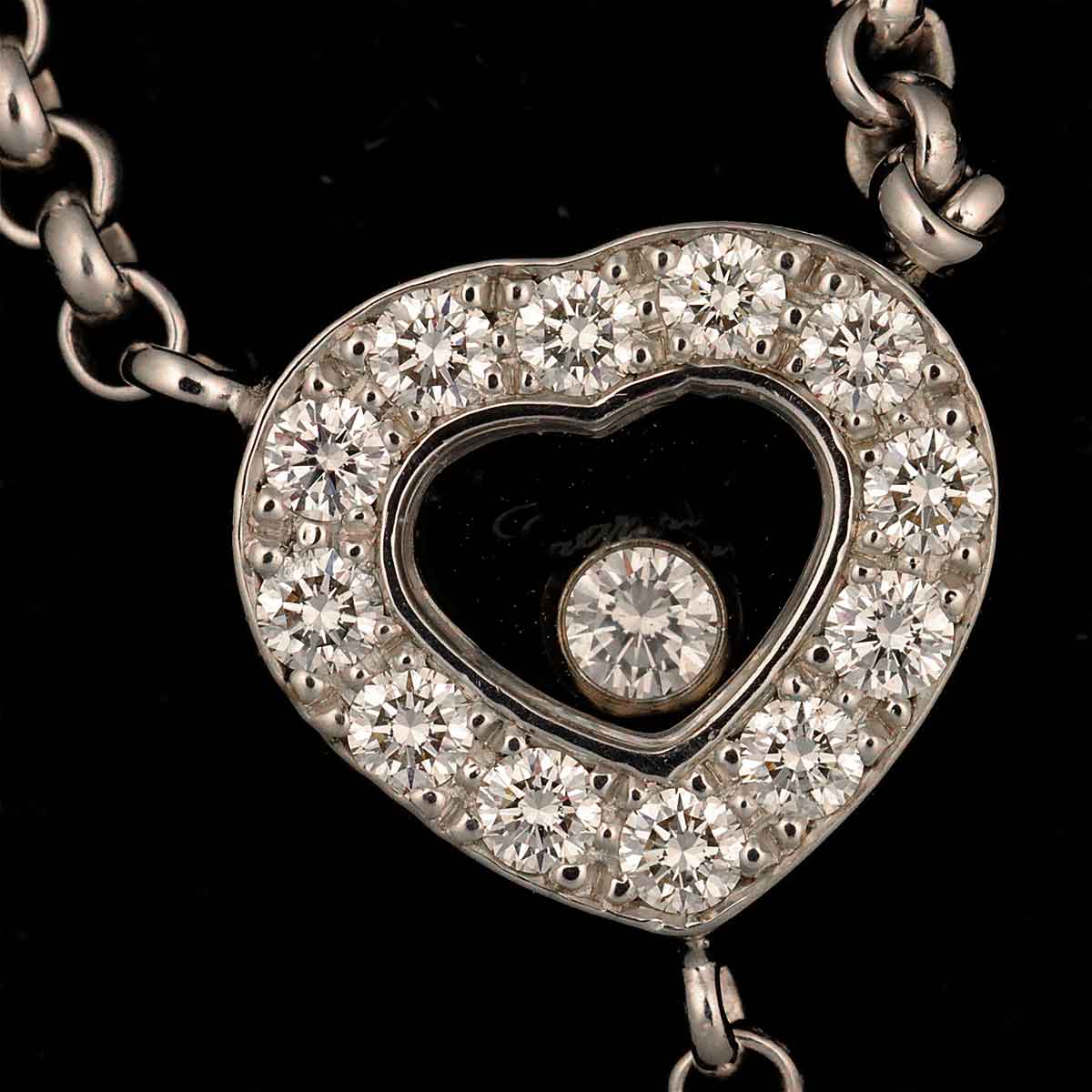 Happy Diamond Heart Necklace 18K WG 750