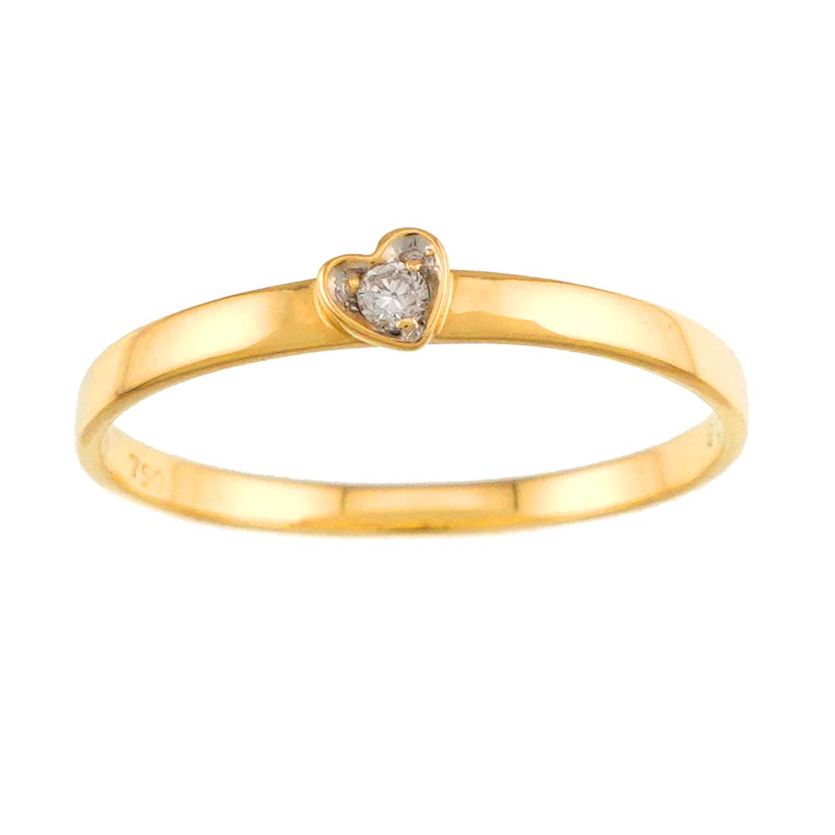 Diamond 0.09ct Heart Ring 18K YG 750 size6-6.25(US)