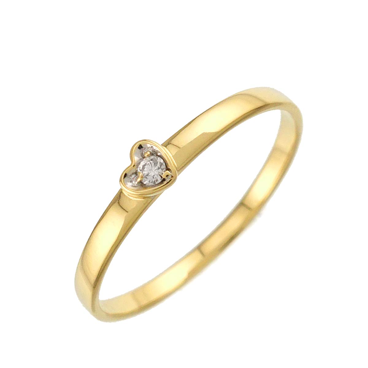 Diamond Heart Ring 18K YG 750 size6-6.25(US)
