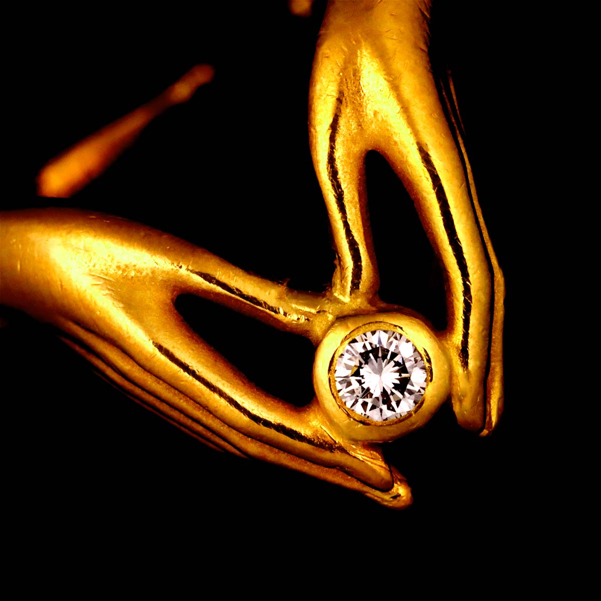 Diamond Ring 18K YG 750 Size6(US)