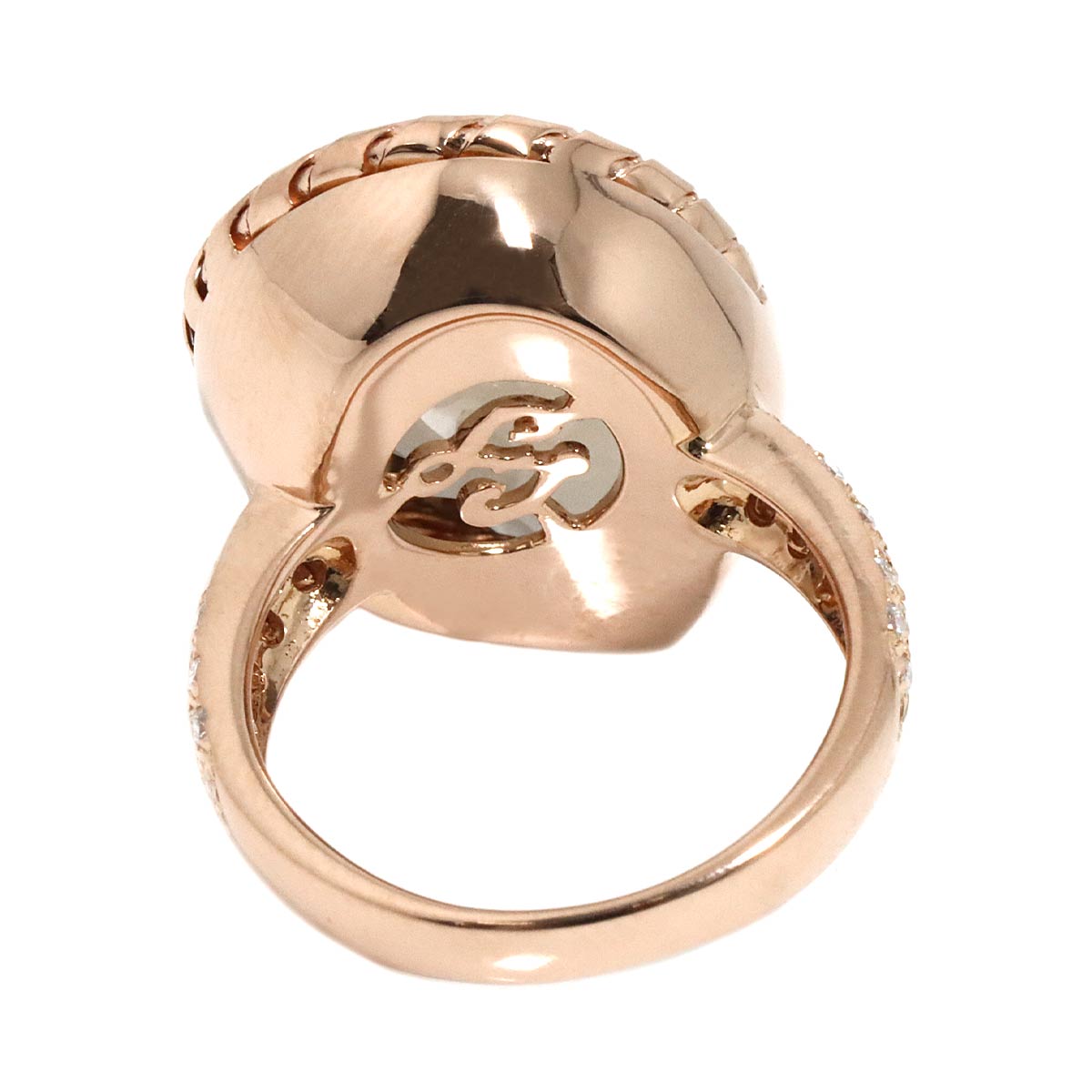 Quartz Diamond Ring 18K PG 750 size6(US)