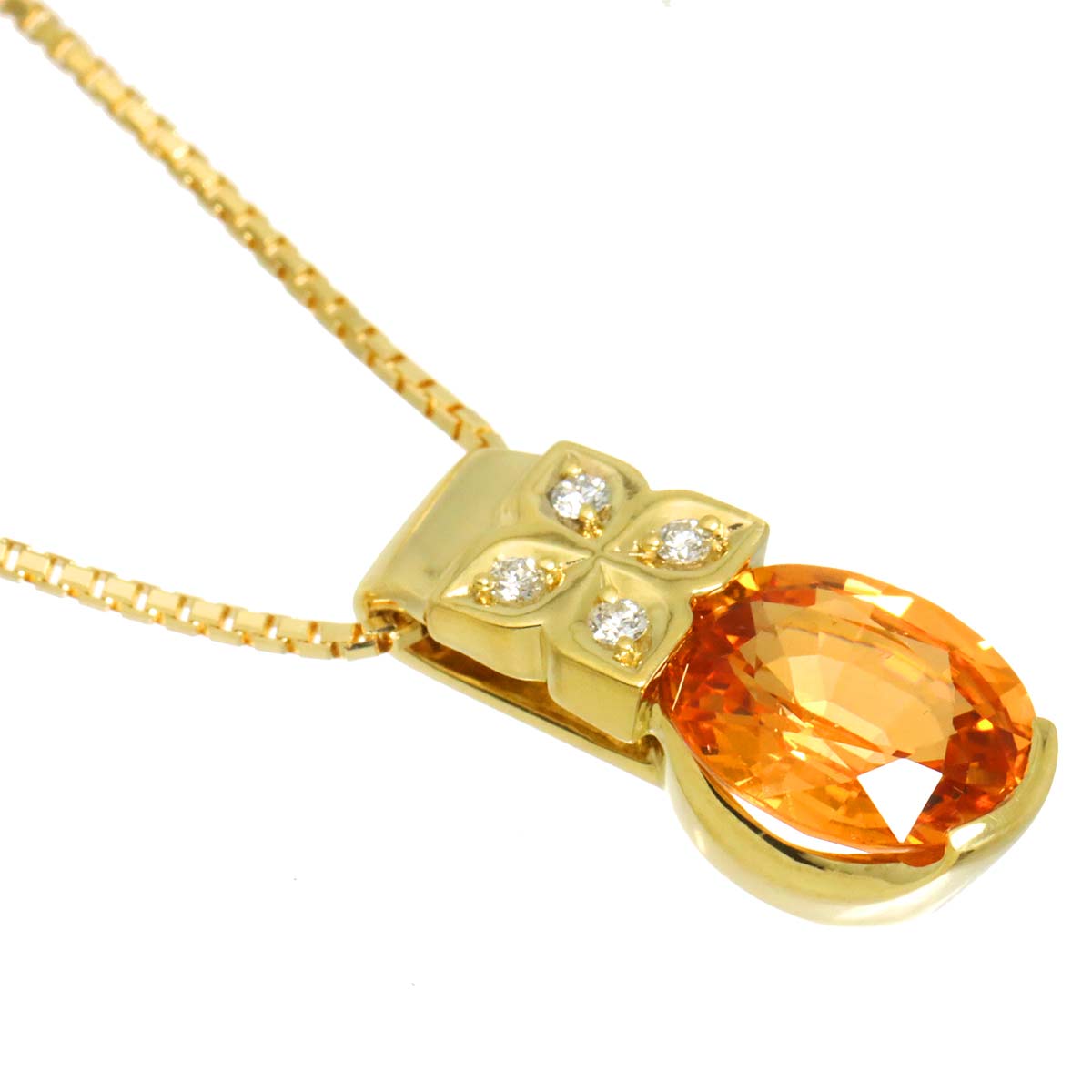 Citrine 2.44ct Diamond 0.03ct Necklace K18 YG 750