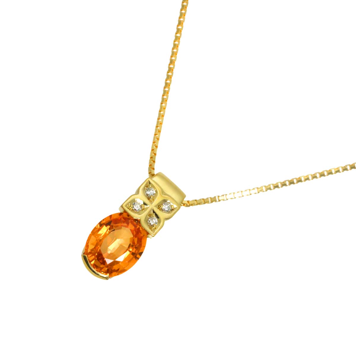 Citrine 2.44ct Diamond 0.03ct Necklace K18 YG 750