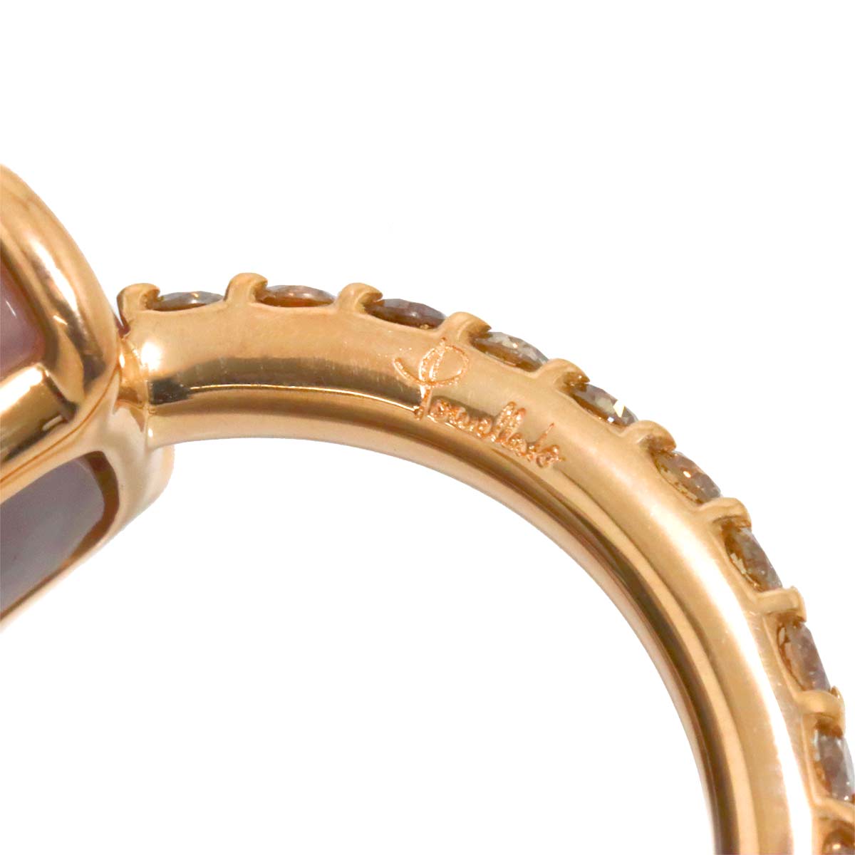Quartz Diamond Ring 18K PG WG 750 5.25(US)