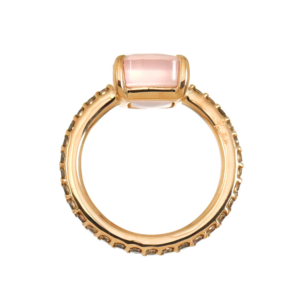 Quartz Diamond Ring 18K PG WG 750 5.25(US)