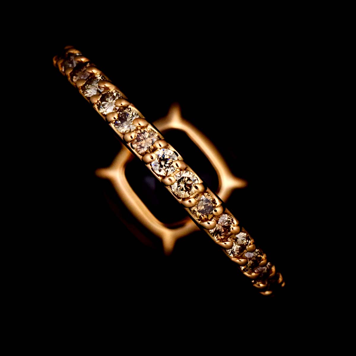Quartz Diamond Ring 18K PG WG 750 5.25(US)