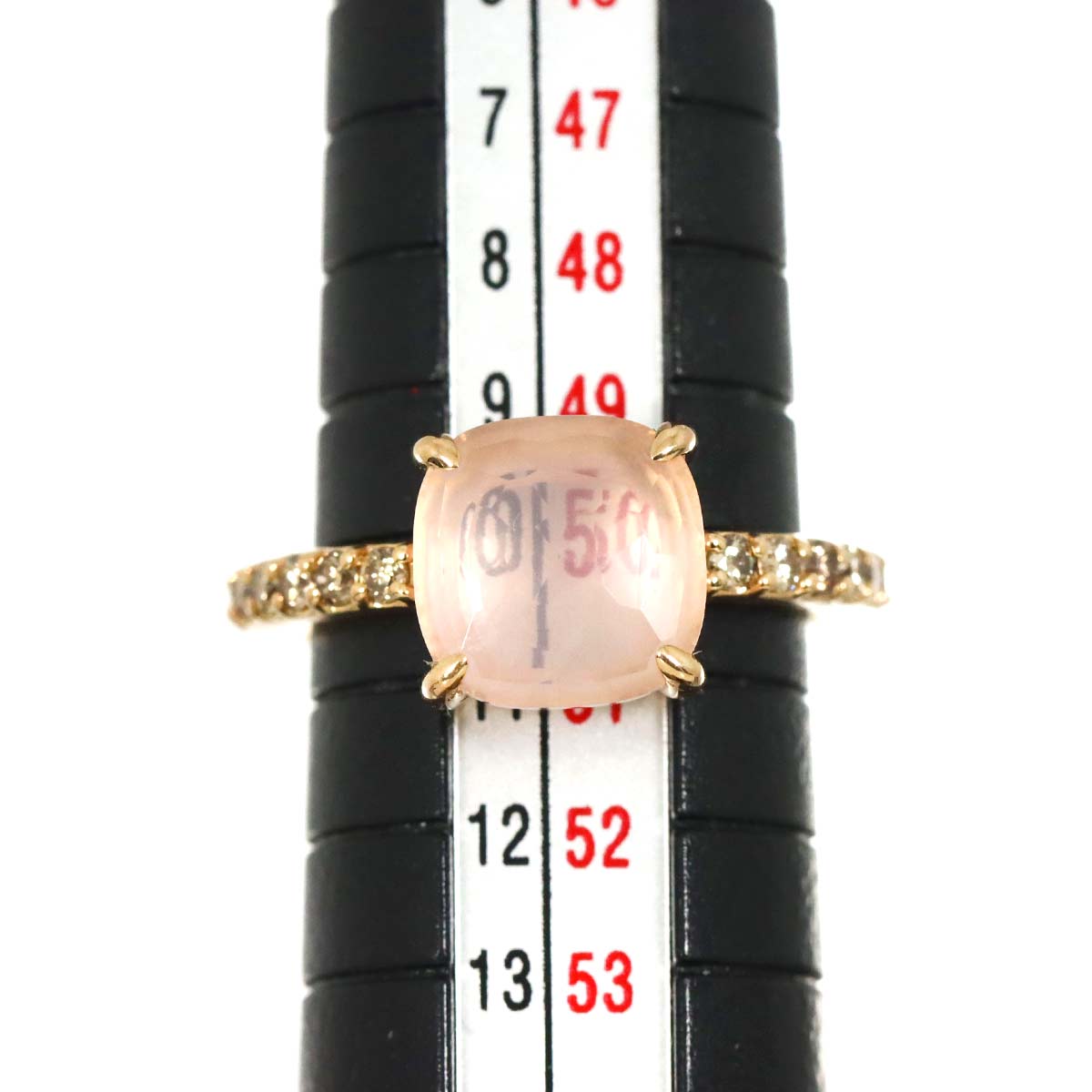 Quartz Diamond Ring 18K PG WG 750 5.25(US)